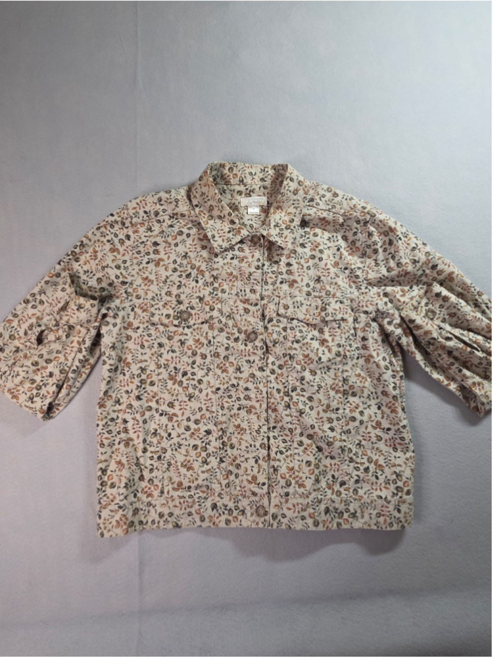 Christopher & Banks Autumn Leaf Print Button Up Shirt - Women's Medium